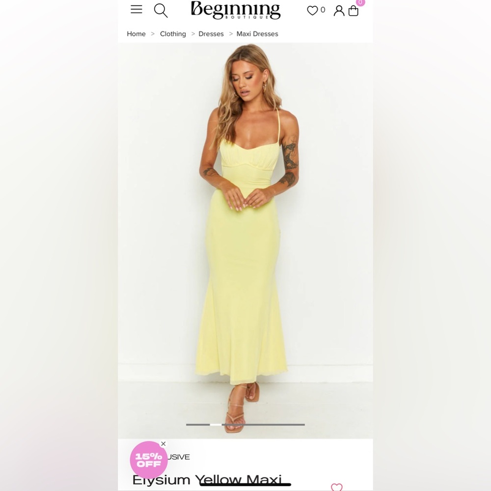 New with Tags, yellow maxi dress